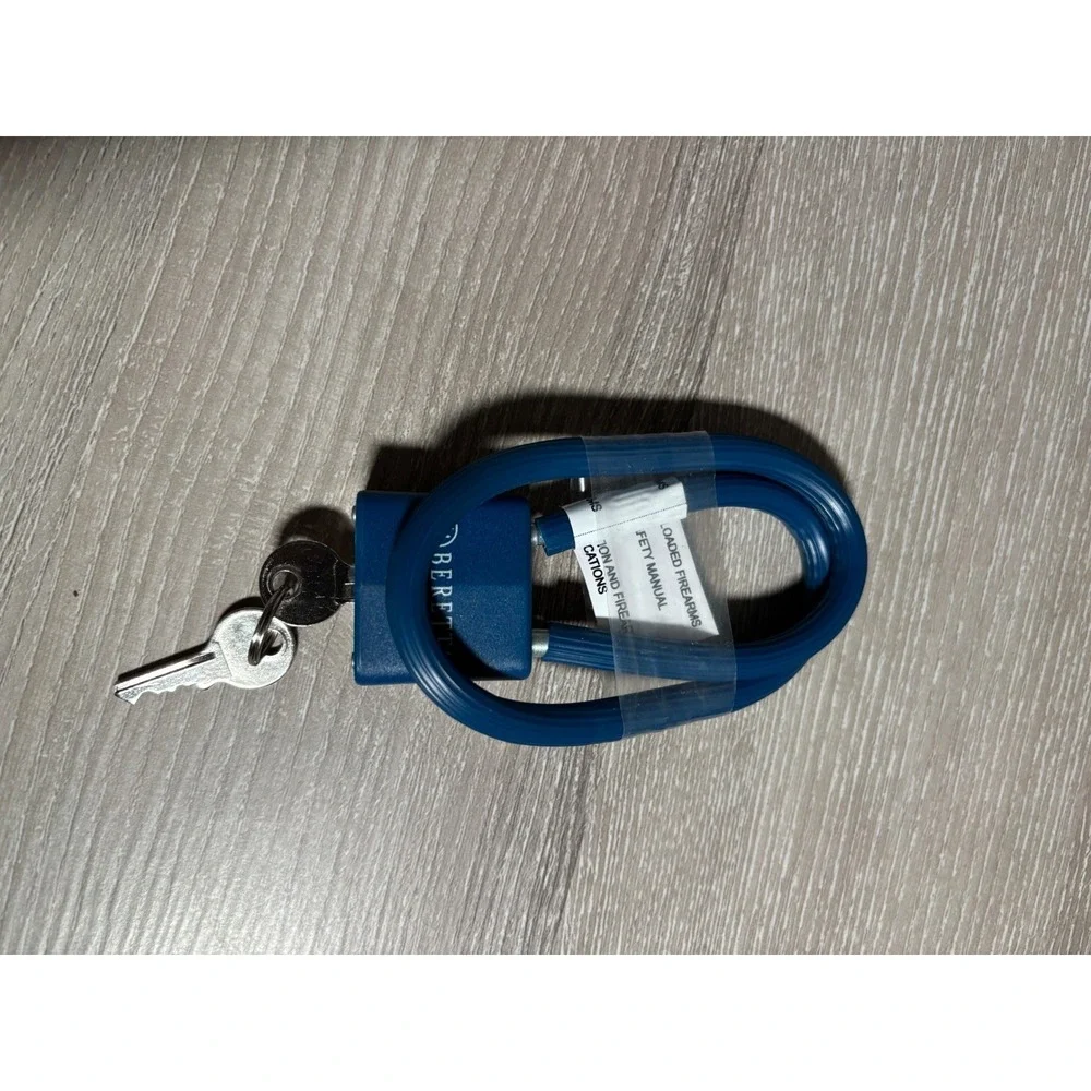 Beretta Blue Cable Gun Lock with 2 Keys Firearm Safety Padlock Logo